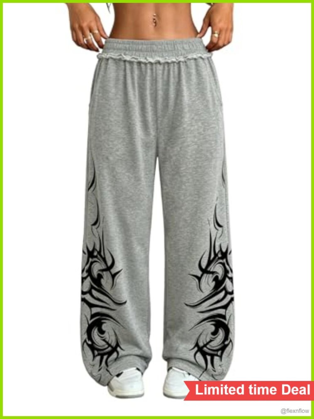 Wide Leg Sweatpants High Rise Y2K Graffiti Pull On Athletic